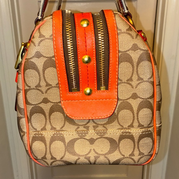 Y2K VERY RARE Coach RED Signature Heritage Stripe Satchel XL K0769-11564 - Picture 9 of 17